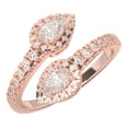 thumbnail image 1 of KEEVA JEWELS 0.85 Carat Pear & Round Cut Lab Created Diamond Bypass Ring for Women, Made in 10K Rose Gold Size 5.5, 1 of 6