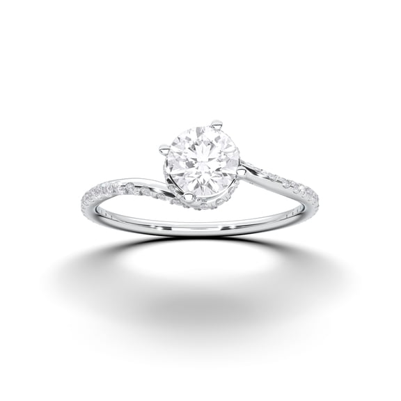 KEEVA JEWELS 0.85Ct Round Moissanite Stone Twisted Engagement Ring for Women Made in White 18K Gold Plated Silver Size 9.5