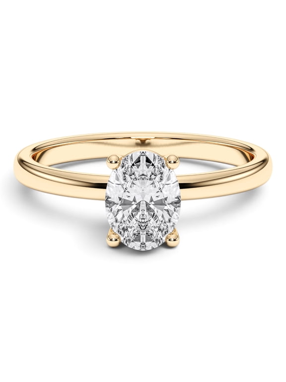 1.00 CT TO 5.00 CT Oval Cut Moissanite Ring for Women, E/VVS-VS, 10K, 14K & 18K Solid Gold Solitaire Engagement Ring Size 5 to 10