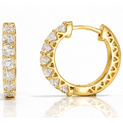KEEVA JEWELS 1.00 Carat Moissanite Round Cut Stone Huggie Hoop Earrings for Women Yellow Gold Plated 925 Silver