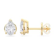 KEEVA JEWELS 1.00 Carat Pear Moissanite Push Back Stud Earring for Women Yellow Gold Plated Silver