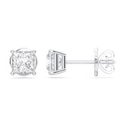 KEEVA JEWELS 1.00 Carat Princess Moissanite Push Back Stud Earring for Women White Gold Plated Silver
