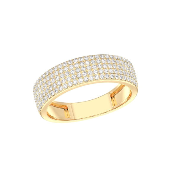 KEEVA JEWELS 1.00 Carat Round Moissanite 5 Row Wedding Band for Women Made in Yellow 18K Gold Plated Silver Size 5.5