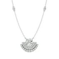 thumbnail image 1 of KEEVA JEWELS 1.80 Carat Round Moissanite Stone Modern Geometric Arch Pendant Necklace for Women 18 inch Length, White Gold Plated Silver, 1 of 7