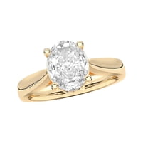 KEEVA JEWELS 2.00 Carat Oval Moissanite Solitaire Engagement Ring for Women Made in Yellow Gold Plated Silver Size 8.5
