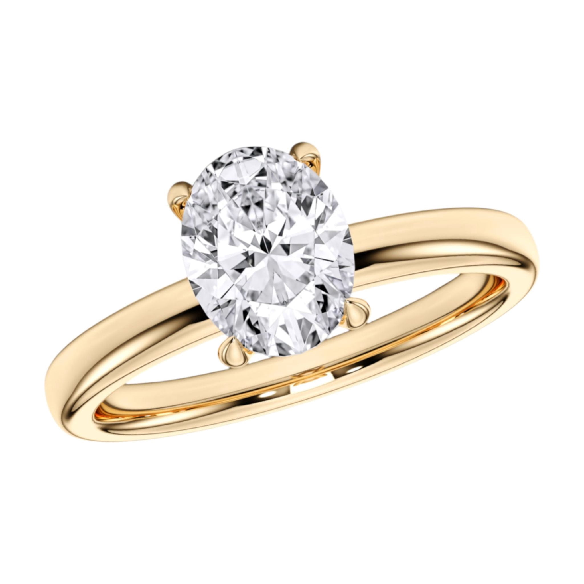 KEEVA JEWELS Oval Cut 2.00 Carat Moissanite Solitaire Engagement Ring for Women Made in Yellow Gold Plated Silver Size 6