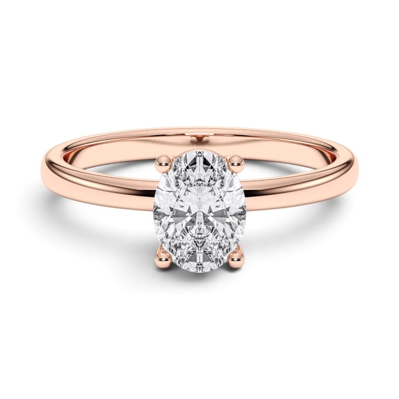 KEEVA JEWELS 2.00CT Oval Lab Grown Diamond Ring for Women, IGI Certified F/VS, 14K Solid Rose Gold Solitaire Engagement Ring Size 5 to 10