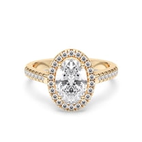 KEEVA JEWELS 2.50Ct Oval and Side Round Moissanite Luxurious Engagement Ring for Women Made in 18K Yellow Gold Plated Silver Size 8.5