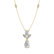 KEEVA JEWELS 2.90 Carat Moissanite Marquise, Oval, Pear & Round Elegant Floral Pendant Necklace for Women Made in Yellow Gold Plated Silver