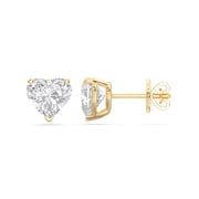 KEEVA JEWELS 3.00 Carat Heart Moissanite Push Back Stud Earring for Women Yellow Gold Plated Silver
