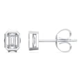 thumbnail image 1 of KEEVA JEWELS 3.00 Carat Moissanite Bezel Set Emerald Cut Gemstones Solitaire Stud Earrings for Women, Made in White Gold Plated Silver., 1 of 5