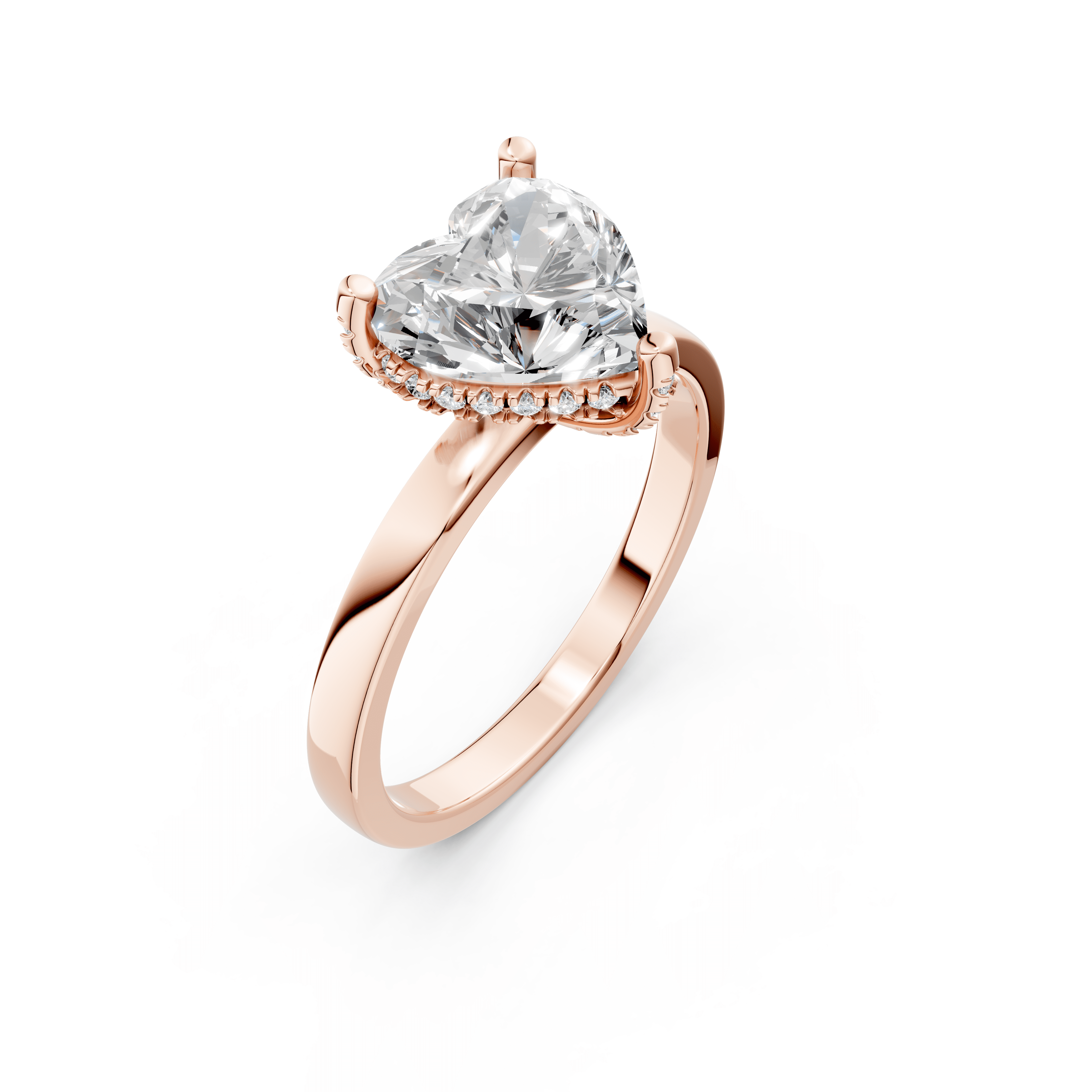 KEEVA JEWELS 3.15 Carat Heart & Round Shape Moissanite Hidden Halo ...