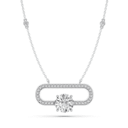 KEEVA JEWELS 3.20 Carat Moissanite Round Cut Stone Stylish Design Pendant Necklace for Women Made in White Gold Plated Silver