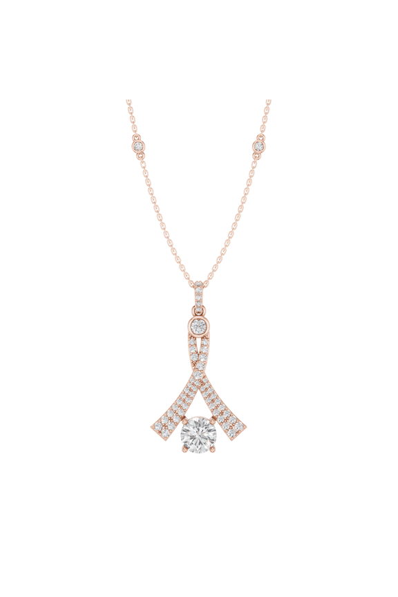 3.60 Carat Moissanite Round Infinity Solitaire Stone Necklace for Women Made in Rose Gold Plated Silver