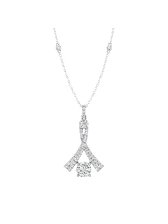 3.60 Carat Moissanite Solitaire Infinity Necklace for Women, Round Cut, Yellow Gold Plated Sterling Silver