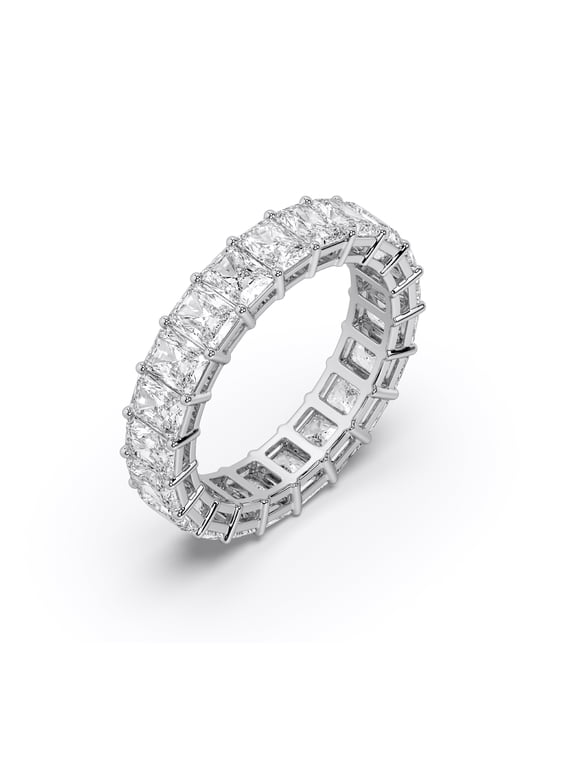 4.00 Carat High Quality Radiant Shape Moissanite Eternity Band for Women Made in White Gold Plated Silver Size 5