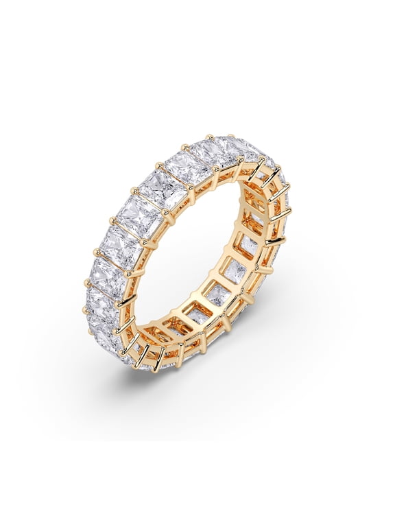 4.00 Carat High Quality Radiant Shape Moissanite Eternity Band for Women Made in Yellow Gold Plated Silver Size 5