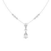 KEEVA JEWELS 4.90 Carat Pear and Round Moissanite Teardrop Pendant Necklace for Women 18 inch Length, White Gold Plated Silver