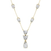 KEEVA JEWELS 6.35 Heart & Pear Moissanite Stone Y-Shape Drop Necklace for Women 18 inch Length Valentine Gift Heart Shape Love Jewelry, Yellow Gold Plated Silver