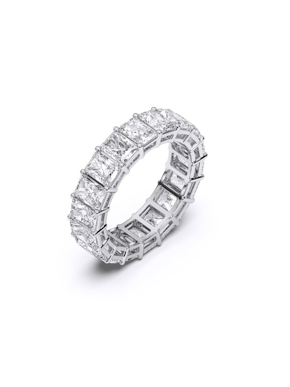 7.00 Carat High Quality Radiant Shape Moissanite Eternity Band for Women Made in White Gold Plated Silver Size 5