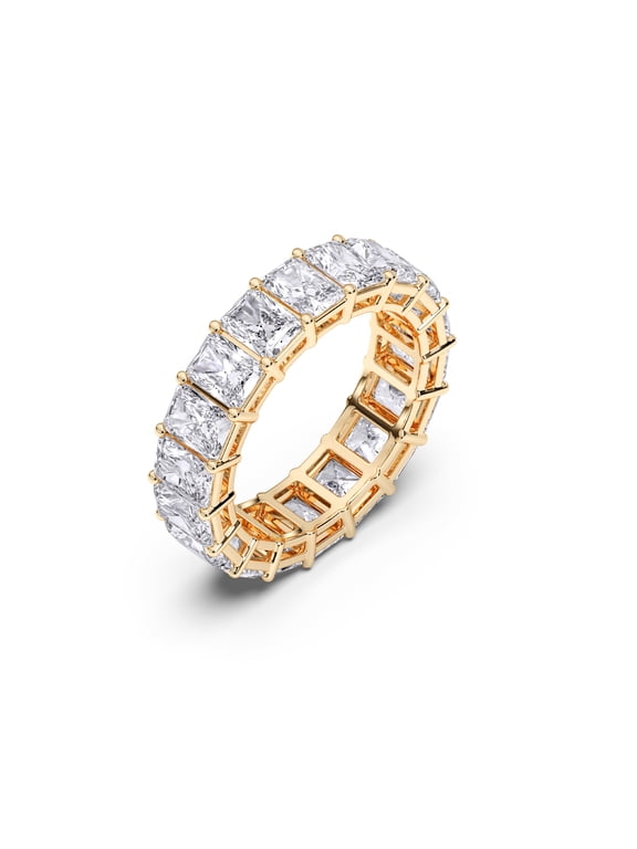 7.00 Carat High Quality Radiant Shape Moissanite Eternity Band for Women Made in Yellow Gold Plated Silver Size 9