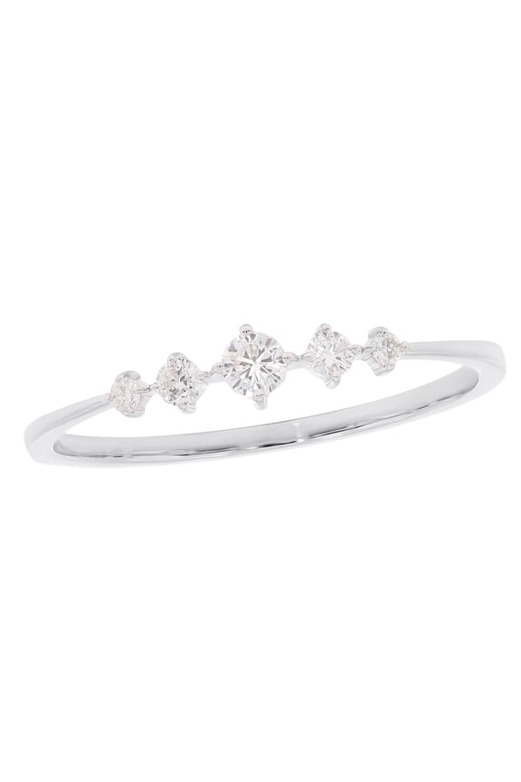 Clearance 925 Sterling Silver White Gold Plated 0.14 Carat Round F-G/VS Lab Grown Diamond 5-Stone Wedding Anniversary Ring for Women Size 6.5