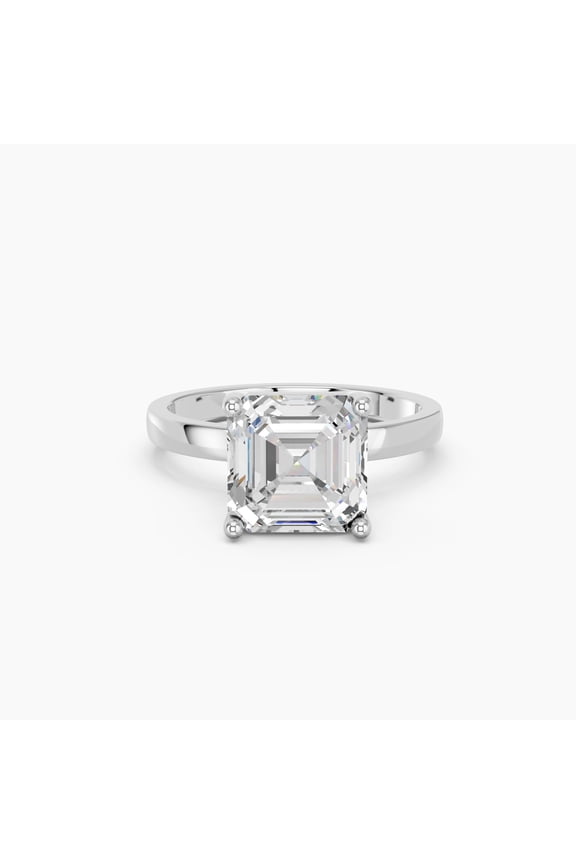 IGI Certified 1.00 Carat Asscher Shape F/VS Lab Grown Diamond Solitaire Engagement Ring for Women Made in White Gold Plated Silver Size 7.5