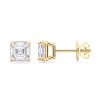KEEVA JEWELS IGI Certified 1.00 Carat F/VS Asscher Lab Grown Diamond Stud Earring for Women 14K Yellow Gold