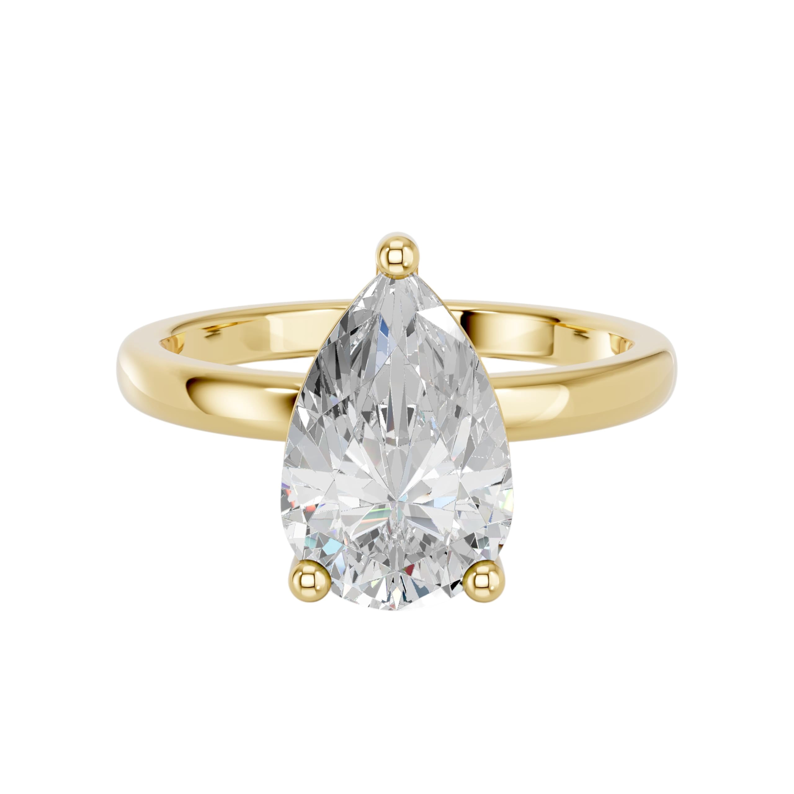 KEEVA JEWELS IGI Certified 1.00 Carat Pear Shape F/VS Lab Grown Diamond Solitaire Engagement Ring for Women Made in Yellow Gold Plated Silver Size 6.5