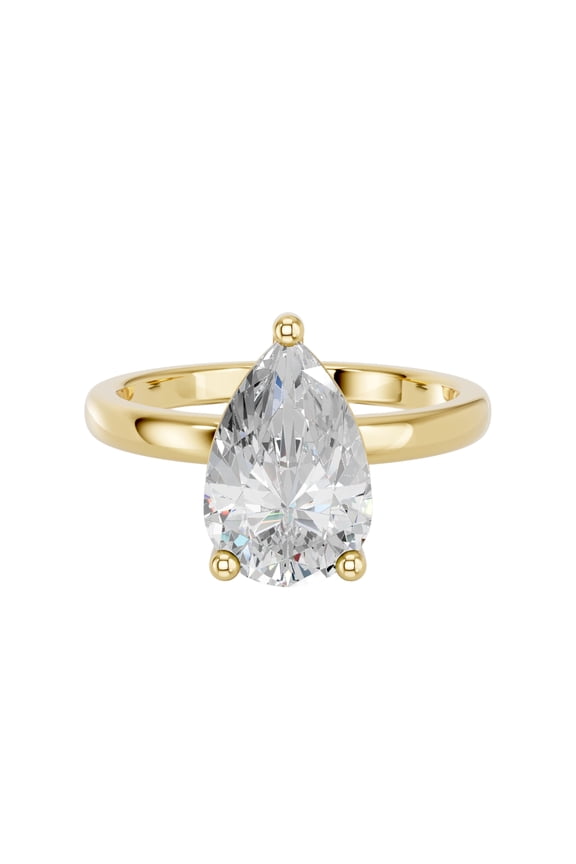IGI Certified 1.00 Carat Pear Shape F/VS Lab Grown Diamond Solitaire Engagement Ring for Women Made in Yellow Gold Plated Silver Size 10