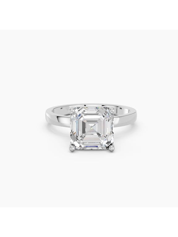IGI Certified 1.50 Carat Asscher Shape F/VS Lab Grown Diamond Solitaire Engagement Ring for Women Made in White Gold Plated Silver Size 10