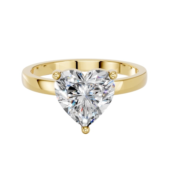 KEEVA JEWELS IGI Certified 4.00 Carat Heart Shape F/VS Lab Grown Diamond Solitaire Engagement Ring for Women Made in Yellow Gold Plated Silver Size 6.5