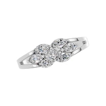 KEEVA JEWELS White Gold Plated Silver Marquise Cut 0.60Ct Moissanite 7 Stone Ring Size 9