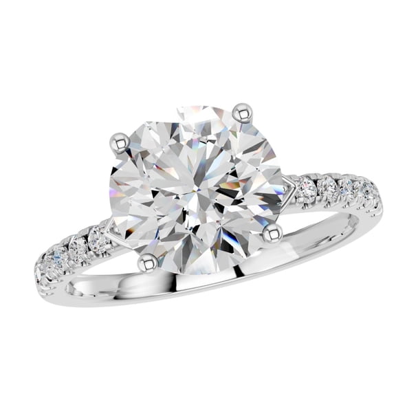 KEEVA JEWELS 2.20Ct Round Cut Moissanite Solitaire Engagement Ring for Women, White Gold Plated 925 Sterling Silver, Classic Prong Set Size 7.5