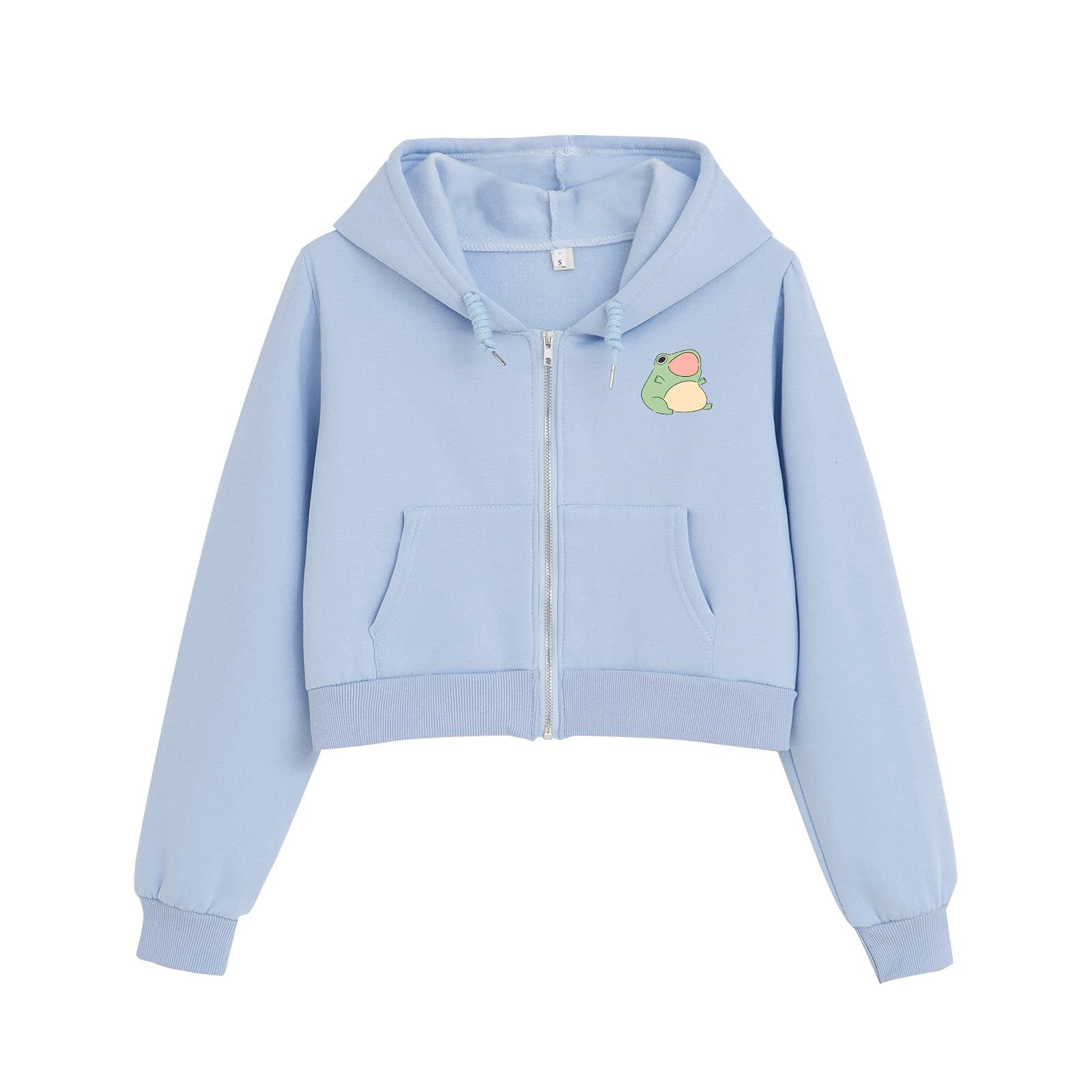 KEEVICI Cute Frog Crop Zip Up Hoodie Girls Kawaii Clothes Cottage Core  Aesthetic Sweatshirt E Girl Cotton Jacket with Pockets, A-apricot, Small :  : Clothing, Shoes & Accessories