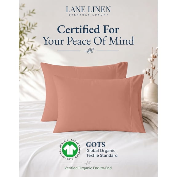 KEFENL-100% Organic Cotton Pillow Cases Standard Size Set of 2 (20"x26") - Cotton Pillowcases - Soft Sage Green Pillowcase Set - Pillow Case Pack of 2 - Mineral