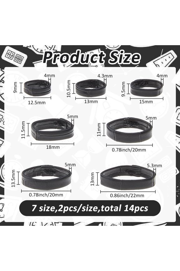 -14Pcs 7 Sizes Leather Watch Band Keeper Watches Bands Loop Replacement Watch Band Holder Loop Wristwatch Strap Fastener Rings for Smartwatch Bands Wristband Replacement
