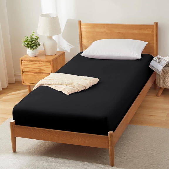 KEFENL-1Pcs Black Cot Sheets 31" x 75" - 1800 Thread Count Cot Microfiber Fitted Sheets Only, Breathable & Soft Camper Bunk Fitted Bed Sheet Fit for Narrow Twin RV Bunk Guest Bed Matress