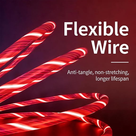 KEFENL-3-in-1 LED Red Flowing Light Fast Charging Cable 39-inch, Soft PVC USB Cable with Super Fast Charging, High-Speed Data Sync & Energy-Saving Light Effect, Compatible with Nearly All Devices.