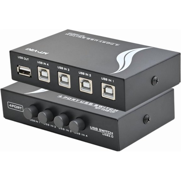 KEFENL-4 Port USB 2.0 Sharing Manual Switch Box Hub 4 PCS Share Switcher 1 USB Device for Printer Scanner Camera Keyboard (4 Port)