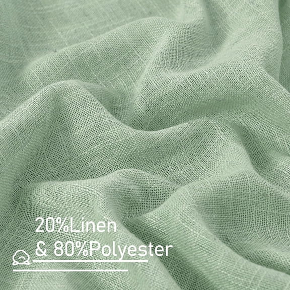 KEFENL-40 Inch Length Linen Curtains for Small Windows, Semi Sheer Light Filtering Panels Back Tab and Rod Pocket Neutral Drapes for Basement/Window/Loft Room, Fresh Green, 2 Panels, 34 x 40 Inch