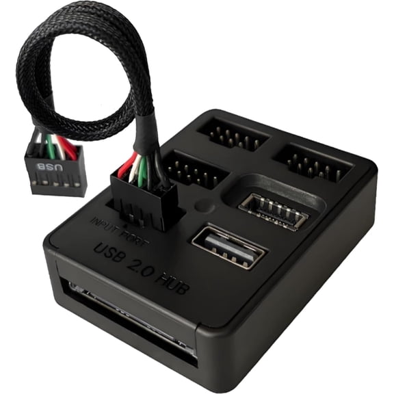 KEFENL-5 Ports Internal USB Hub, Motherboard 9pin USB 2.0 Header Splitter, USB 2.0 to USB 3.2 Gen 1 Header Adapter.