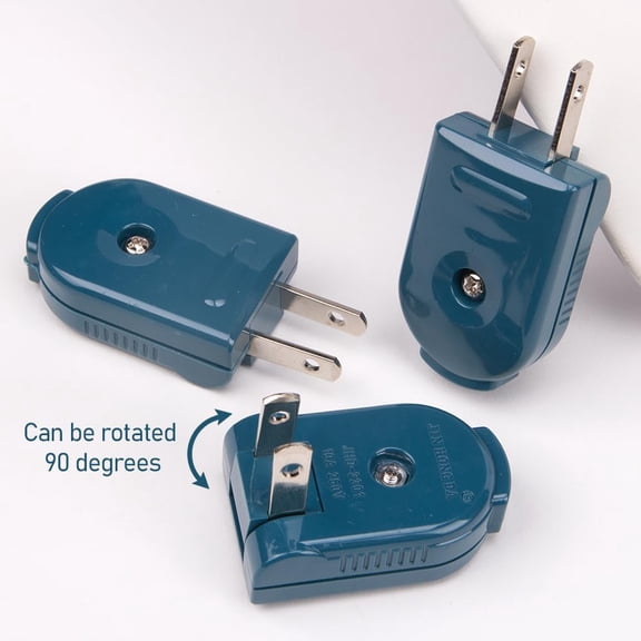 KEFENL-5Pcs 2 Prong Extension Cord Plug Replacement Rotatable Electrical Plug,15A 125V Non-Grounding,Perfect for Power Strips and Lamps DIY Projects