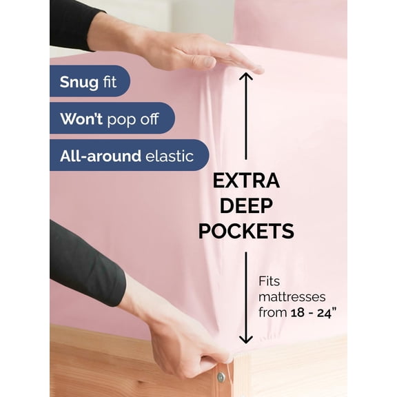 KEFENL-Extra Deep Queen Fitted Sheet - Hotel Luxury Single Fitted Sheet Only - Easily Fits 18 inch to 24 inch Mattress - Ultra Soft, Wrinkle Free with Extra Deep Pockets - Breathable & Comfy - Laven