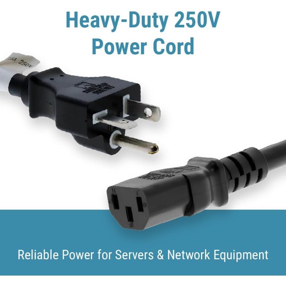 KEFENL-- Heavy Duty AC Power Cord 6ft (1.8m) - 15Amp /250 Volts, 14 AWG, 6-20P to C13, (NEMA 6-20P to IEC-60320-C13) - Male to Female 14 AWG Power Cord for PCs and Network Equipment - (Black)
