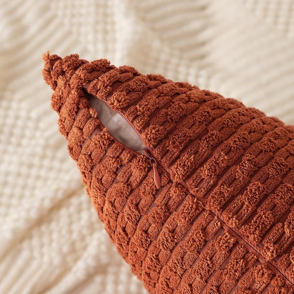 KEFENL-Kevin Textile Fall 2 Packs Boho Decorative Throw Pillow Covers 20x20 Inch for Living Room Couch Bed Sofa Rustic Modern Farmhouse Home Decor Soft Corduroy Square Cushion Case, Rust