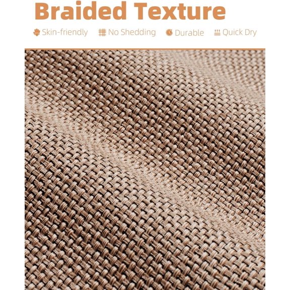 KEFENL-Non-Slip Bath Mat With Rubber-Backing, Braided Absorbent Machine Washable Thin Rug for Bathroom Floor, Quick Dry, Fits Under Door, 17''x24'' Beige