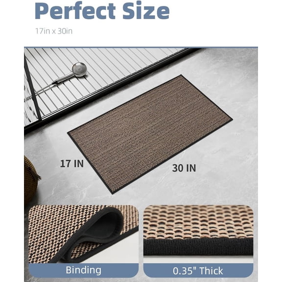 KEFENL-Non-Slip Bath-Mats for Bathroom, Rubber-Backing Braided Absorbent Bathroom Mat Machine Washable Thin Bathroom Rugs Fit Under Door Quick Dry Bath Rugs for Floor, 17''x30'' Black