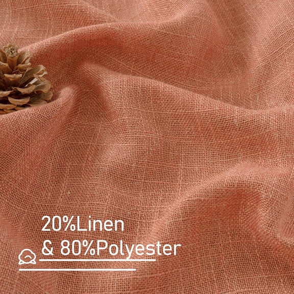 KEFENL-Short Window Linen Curtains 36 Inch Length 2 Panels, Terracotta Light Filtering Panels Back Tab and Rod Pocket Neutral Drapes for Bathroom/Loft Room, 34 x 36 Inch