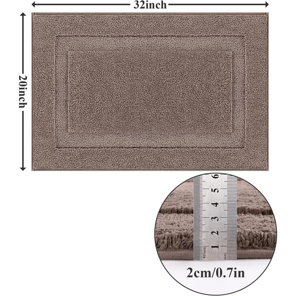 KEFENL-Super Soft Bathroom Rugs 20x32 inch Non Slip Washable Bath Rugs Microfiber Bath Mats for Bathroom Floor Tub Shower Vanity Sink Home Accessories, Coffee 1'8" x 2'8"
